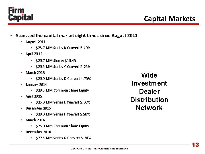 Capital Markets • Accessed the capital market eight times since August 2011 • $25.