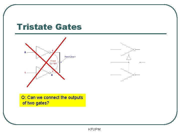 Tristate Gates Q: Can we connect the outputs of two gates? KFUPM 