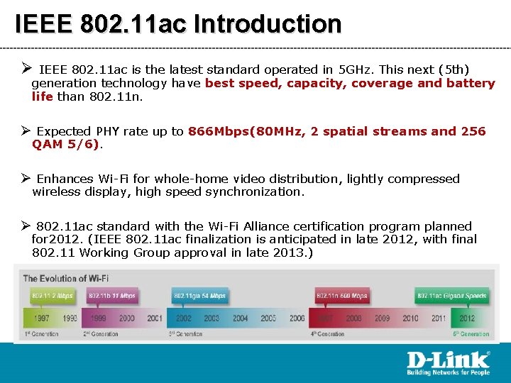 IEEE 802. 11 ac Introduction Ø IEEE 802. 11 ac is the latest standard