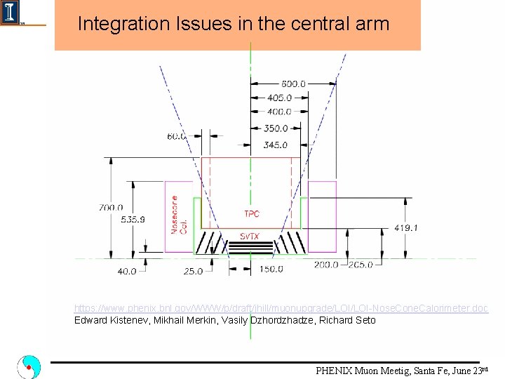 Integration Issues in the central arm https: //www. phenix. bnl. gov/WWW/p/draft/jhill/muonupgrade/LOI-Nose. Cone. Calorimeter. doc