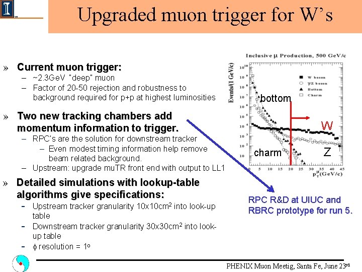 Upgraded muon trigger for W’s » Current muon trigger: – ~2. 3 Ge. V