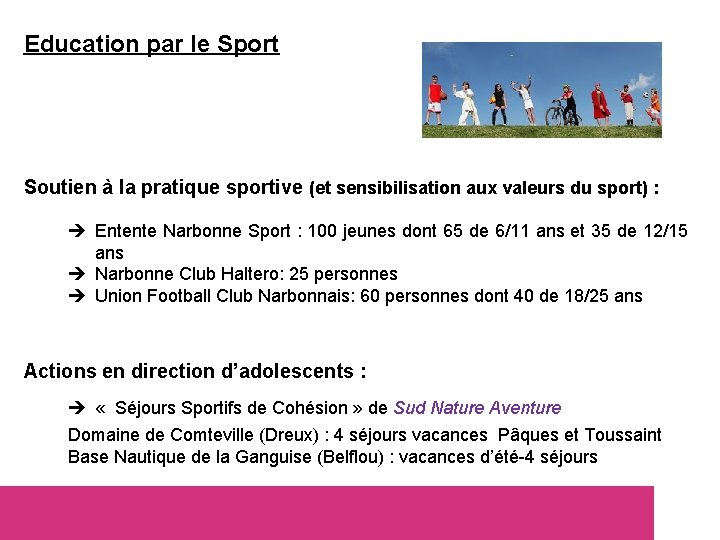 Education par le Sport Soutien à la pratique sportive (et sensibilisation aux valeurs du