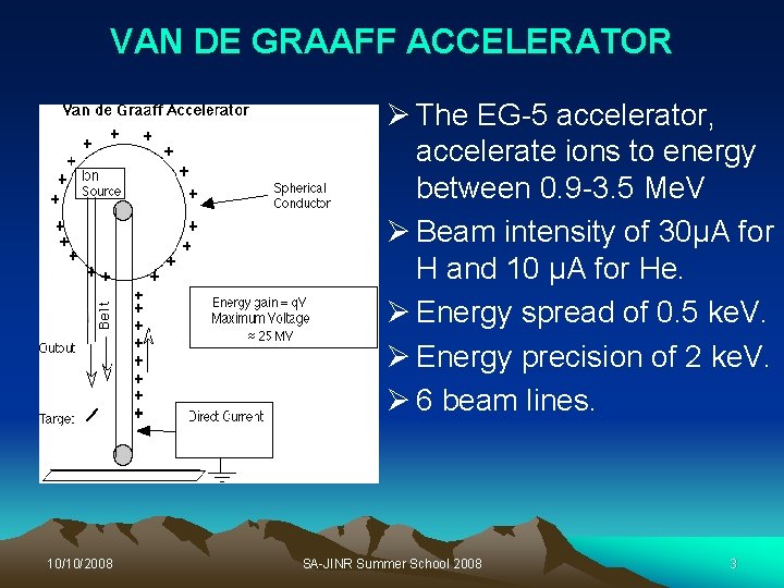 VAN DE GRAAFF ACCELERATOR Ø The EG-5 accelerator, accelerate ions to energy between 0.