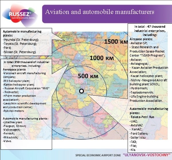 Aviation and automobile manufacturers Automobile manufacturing plants: -Hyundai (St. Petersburg); -Toyota (St. Petersburg); -Ford;