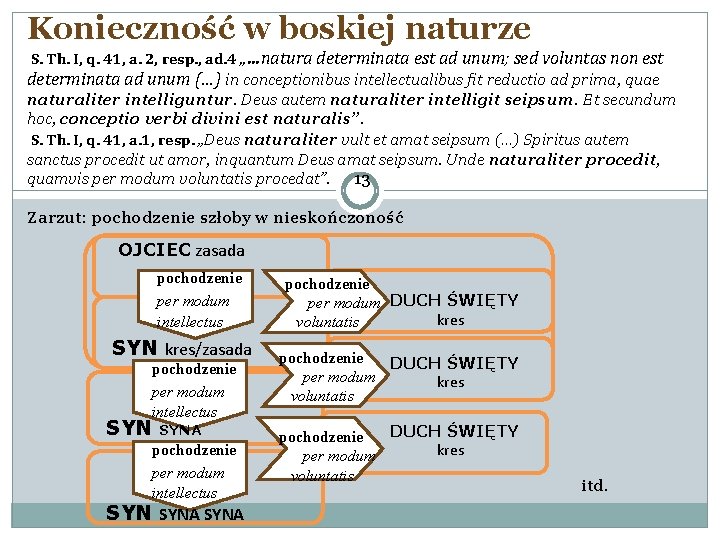 Konieczność w boskiej naturze S. Th. I, q. 41, a. 2, resp. , ad.