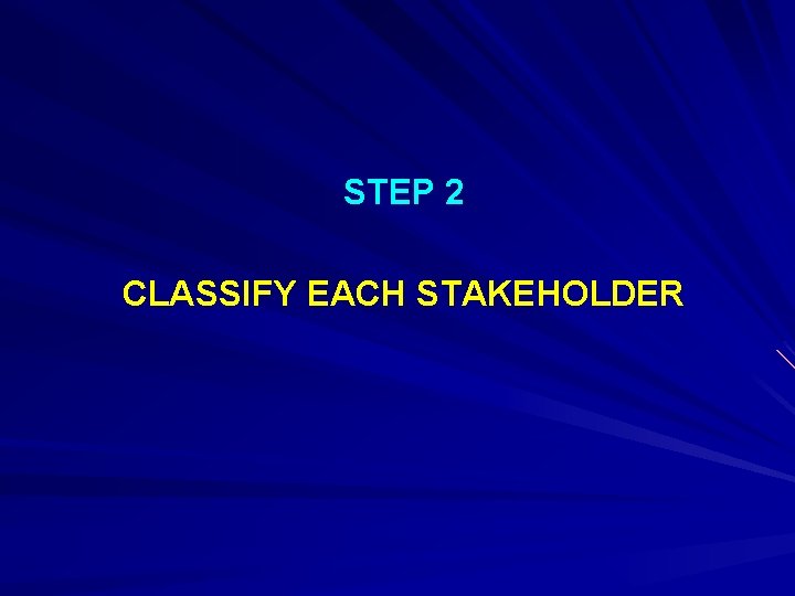 STEP 2 CLASSIFY EACH STAKEHOLDER 