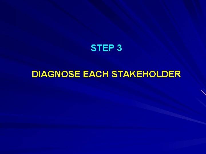 STEP 3 DIAGNOSE EACH STAKEHOLDER 