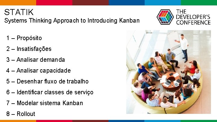  STATIK Systems Thinking Approach to Introducing Kanban 1 – Propósito 2 – Insatisfações