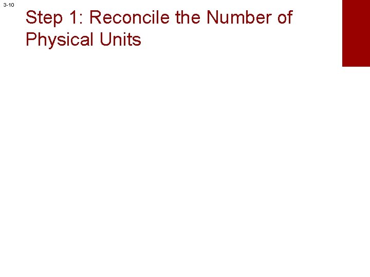 3 -10 Step 1: Reconcile the Number of Physical Units 