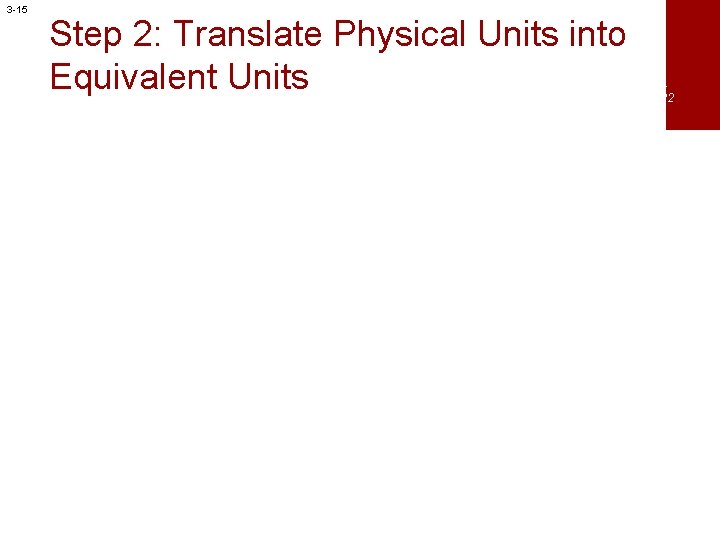 3 -15 Step 2: Translate Physical Units into Equivalent Units Exh. 20 -22 