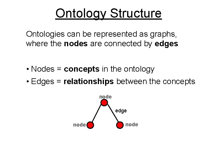 Ontology Structure Ontologies can be represented as graphs, where the nodes are connected by