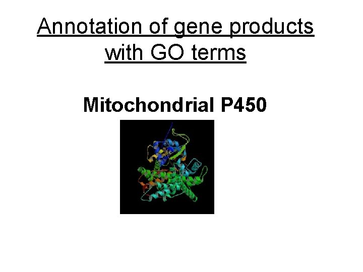 Annotation of gene products with GO terms Mitochondrial P 450 