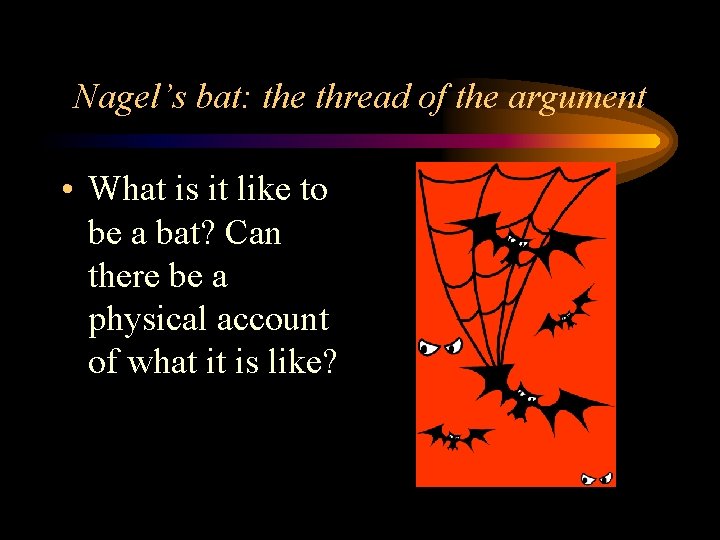 Nagel’s bat: the thread of the argument • What is it like to be