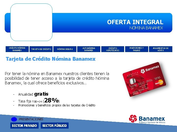 OFERTA INTEGRAL NÓMINA BANAMEX CRÉDITO NÓMINA BANAMEX TARJETA DE CRÉDITO NÓMINA SEGURA AUTONÓMINA BANAMEX