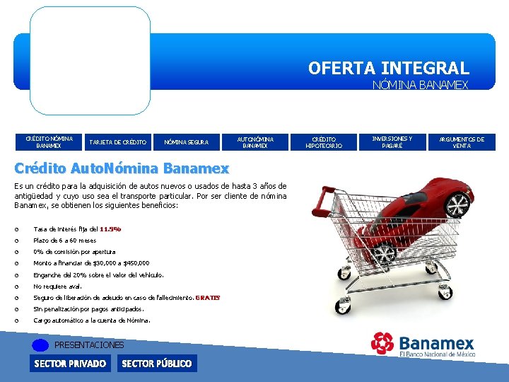 OFERTA INTEGRAL NÓMINA BANAMEX CRÉDITO NÓMINA BANAMEX TARJETA DE CRÉDITO NÓMINA SEGURA AUTONÓMINA BANAMEX