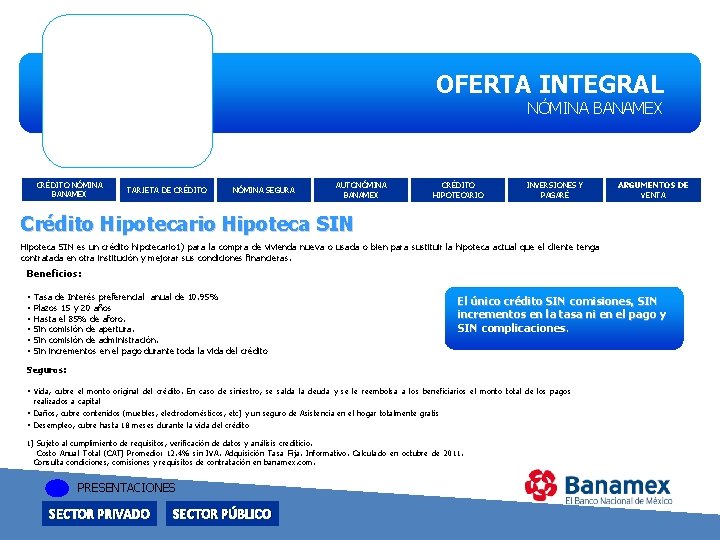OFERTA INTEGRAL NÓMINA BANAMEX CRÉDITO NÓMINA BANAMEX TARJETA DE CRÉDITO NÓMINA SEGURA AUTONÓMINA BANAMEX