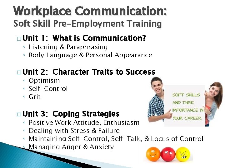 Workplace Communication: Soft Skill Pre-Employment Training � Unit 1: What is Communication? � Unit