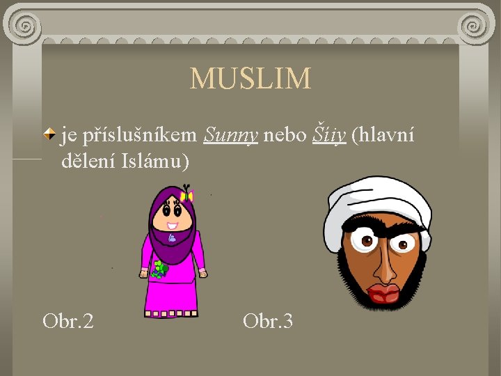 MUSLIM je příslušníkem Sunny nebo Šíiy (hlavní dělení Islámu) Obr. 2 Obr. 3 