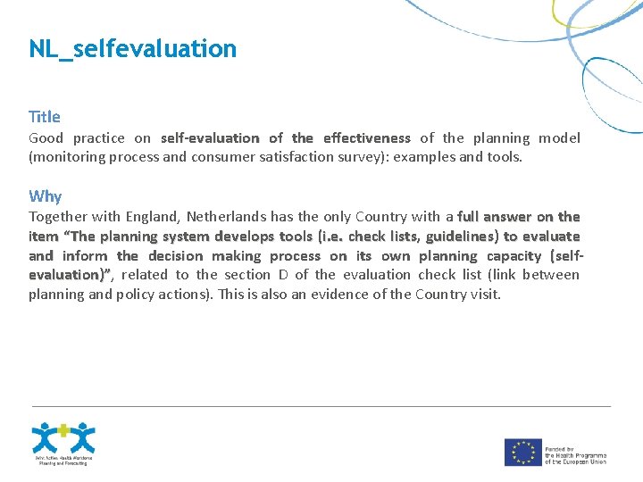 NL_selfevaluation Title Good practice on self-evaluation of the effectiveness of the planning model (monitoring
