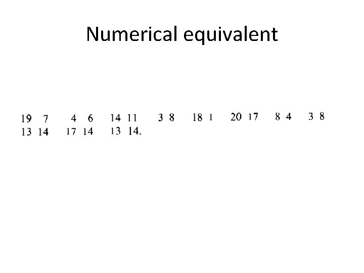 Numerical equivalent 