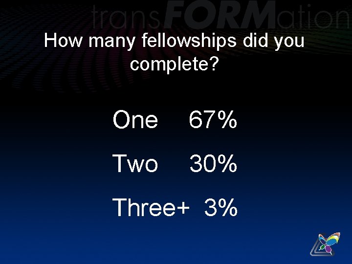 How many fellowships did you complete? One 67% Two 30% Three+ 3% 