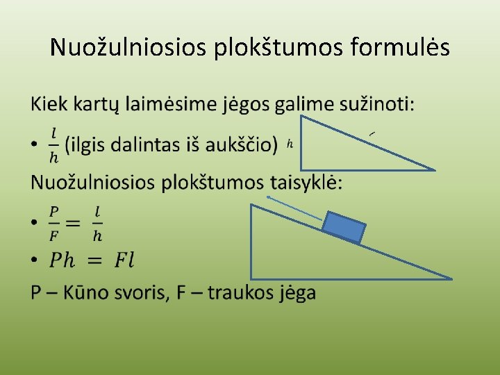 Nuožulniosios plokštumos formulės • 