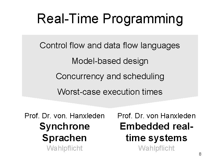Real-Time Programming Control flow and data flow languages Model-based design Concurrency and scheduling Worst-case