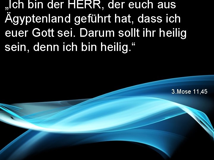 „Ich bin der HERR, der euch aus Ägyptenland geführt hat, dass ich euer Gott