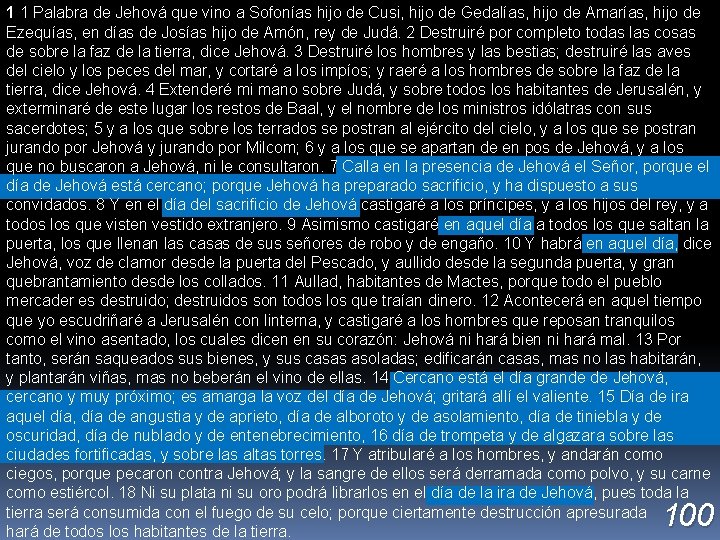 1 1 Palabra de Jehová que vino a Sofonías hijo de Cusi, hijo de