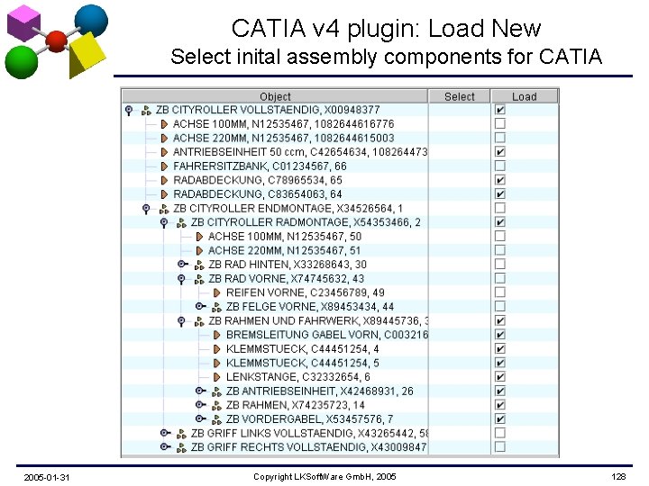 CATIA v 4 plugin: Load New Select inital assembly components for CATIA 2005 -01
