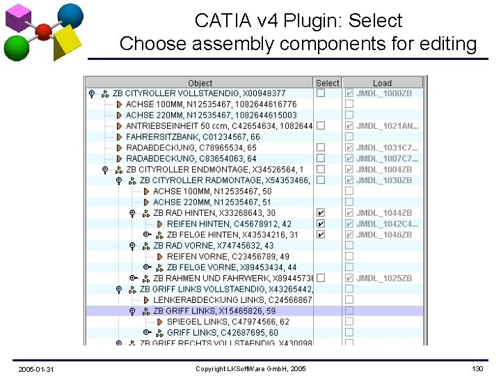 CATIA v 4 Plugin: Select Choose assembly components for editing 2005 -01 -31 Copyright