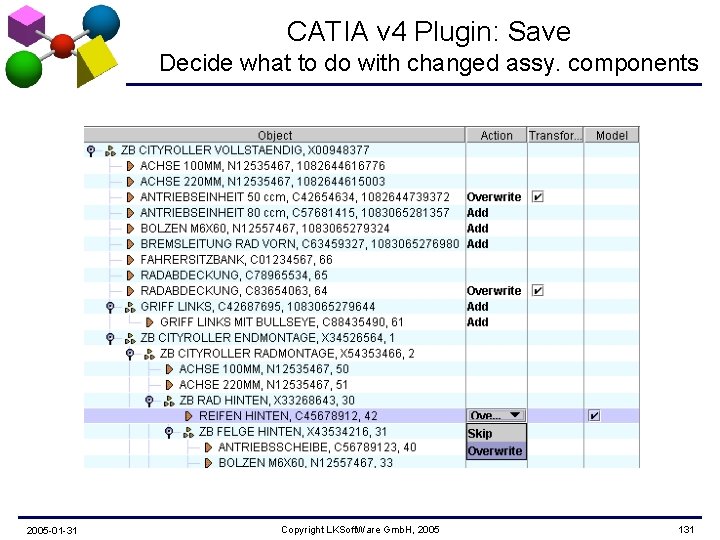 CATIA v 4 Plugin: Save Decide what to do with changed assy. components 2005