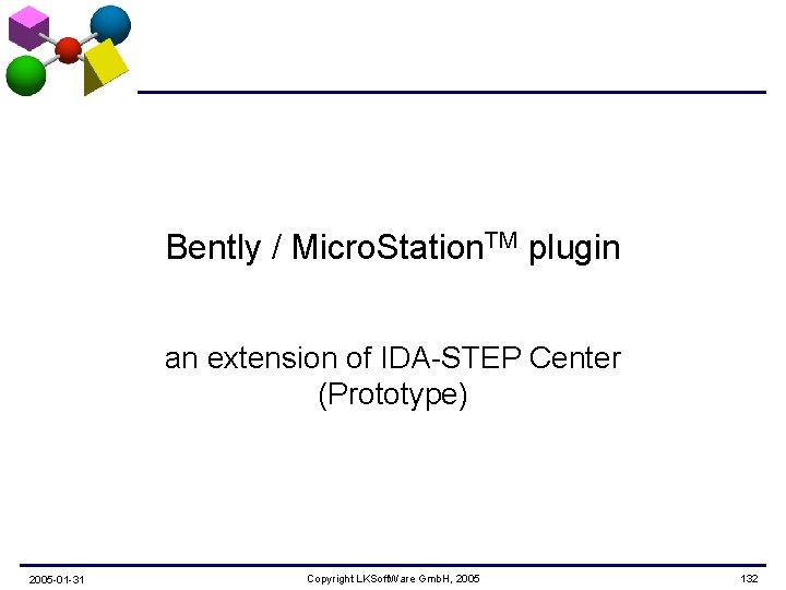 Bently / Micro. Station. TM plugin an extension of IDA-STEP Center (Prototype) 2005 -01