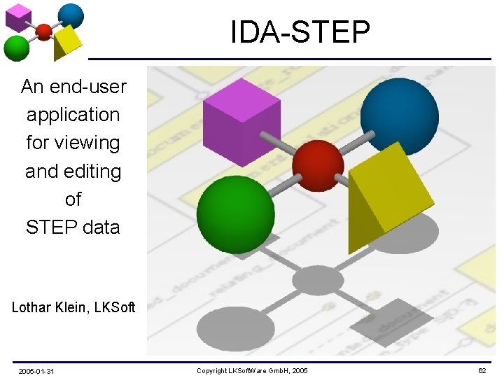 IDA-STEP An end-user application for viewing and editing of STEP data Lothar Klein, LKSoft