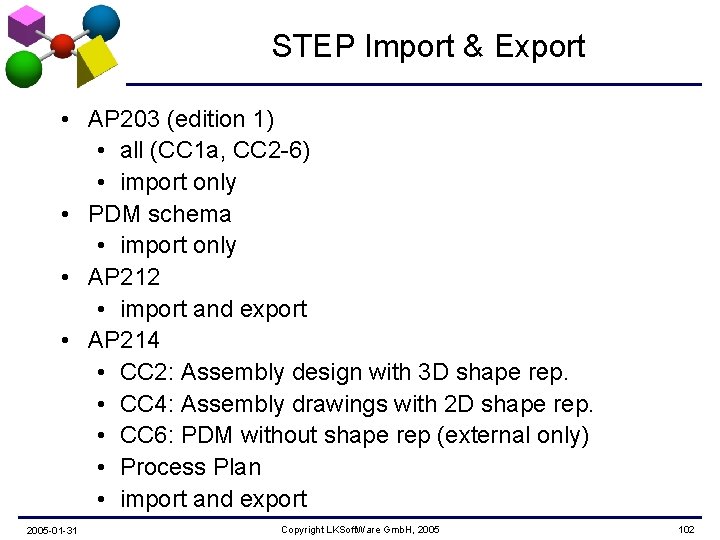 STEP Import & Export • AP 203 (edition 1) • all (CC 1 a,