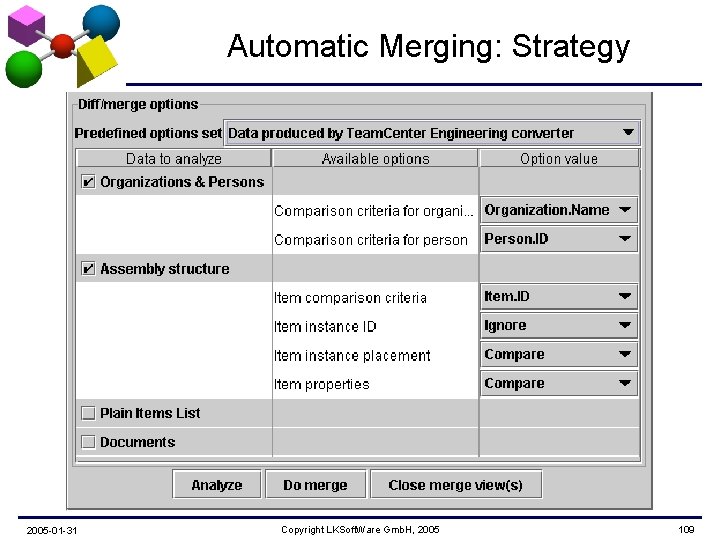 Automatic Merging: Strategy 2005 -01 -31 Copyright LKSoft. Ware Gmb. H, 2005 109 