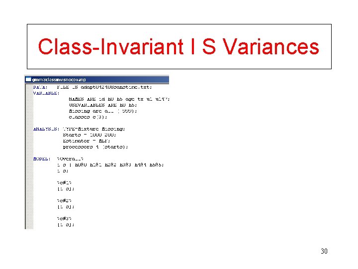 Class-Invariant I S Variances 30 