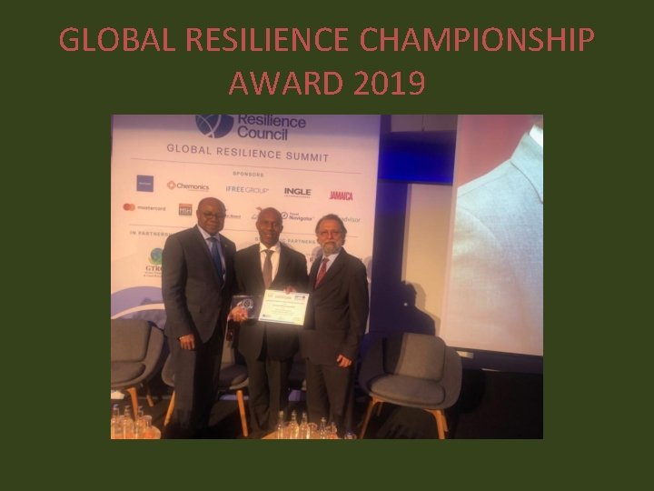 GLOBAL RESILIENCE CHAMPIONSHIP AWARD 2019 