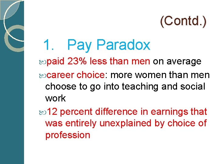 (Contd. ) 1. Pay Paradox paid 23% less than men on average career