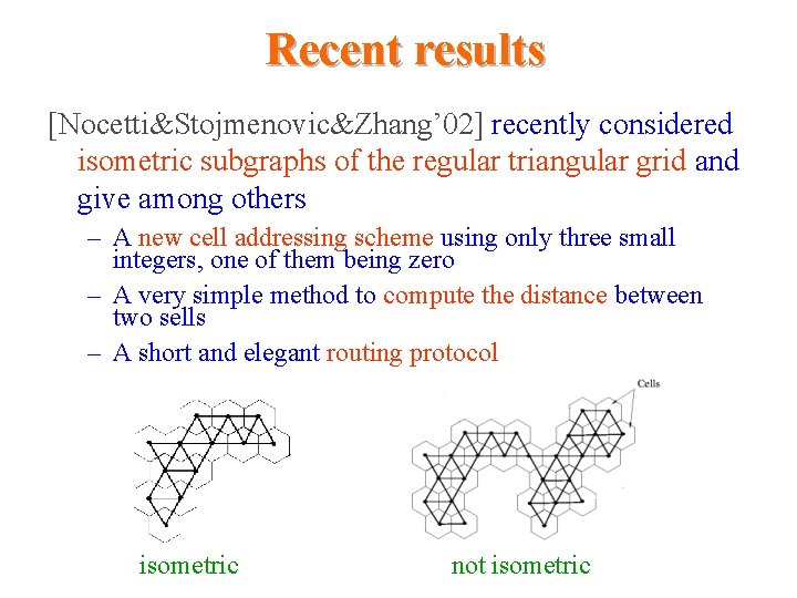 Recent results [Nocetti&Stojmenovic&Zhang’ 02] recently considered isometric subgraphs of the regular triangular grid and