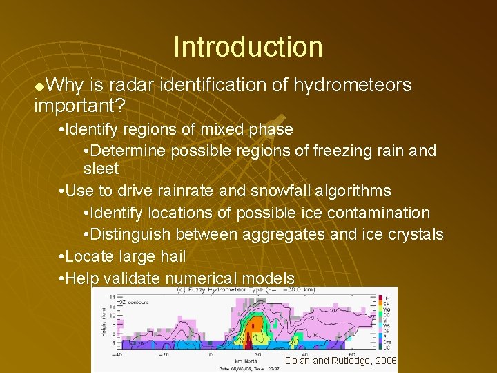 Introduction Why is radar identification of hydrometeors important? u • Identify regions of mixed