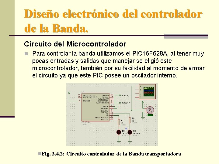 Diseño electrónico del controlador de la Banda. Circuito del Microcontrolador n Para controlar la