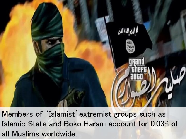 Members of ‘Islamist’extremist groups such as Islamic State and Boko Haram account for 0.