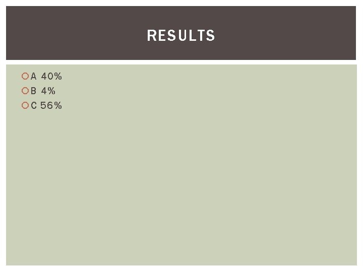 RESULTS A 40% B 4% C 56% 