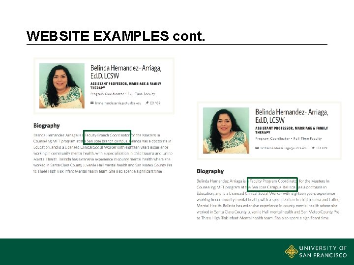 WEBSITE EXAMPLES cont. 