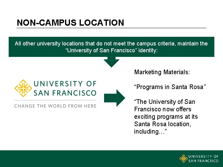 NON-CAMPUS LOCATION All other university locations that do not meet the campus criteria, maintain