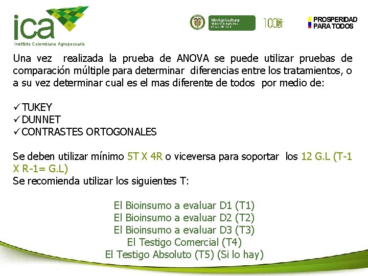 ca Min. Agricultura Ministerio de Agricultura y Desarrollo Rural PROSPERIDAD PARA TODOS Instituto Colombiano