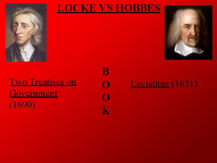 LOCKE VS HOBBES Two Treatises on Government (1690) B O O K Leviathan (1651)