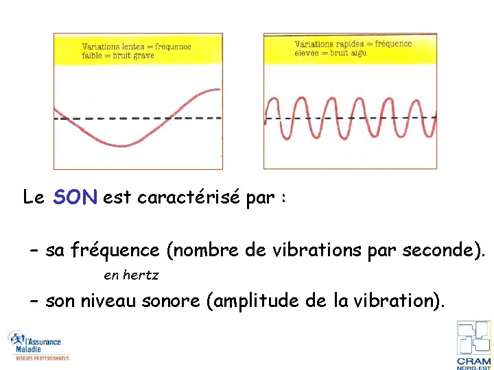 Le SON est caractérisé par : – sa fréquence (nombre de vibrations par seconde).