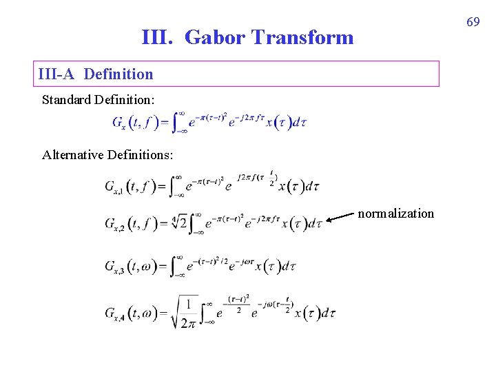 69 III Gabor Transform Definition
